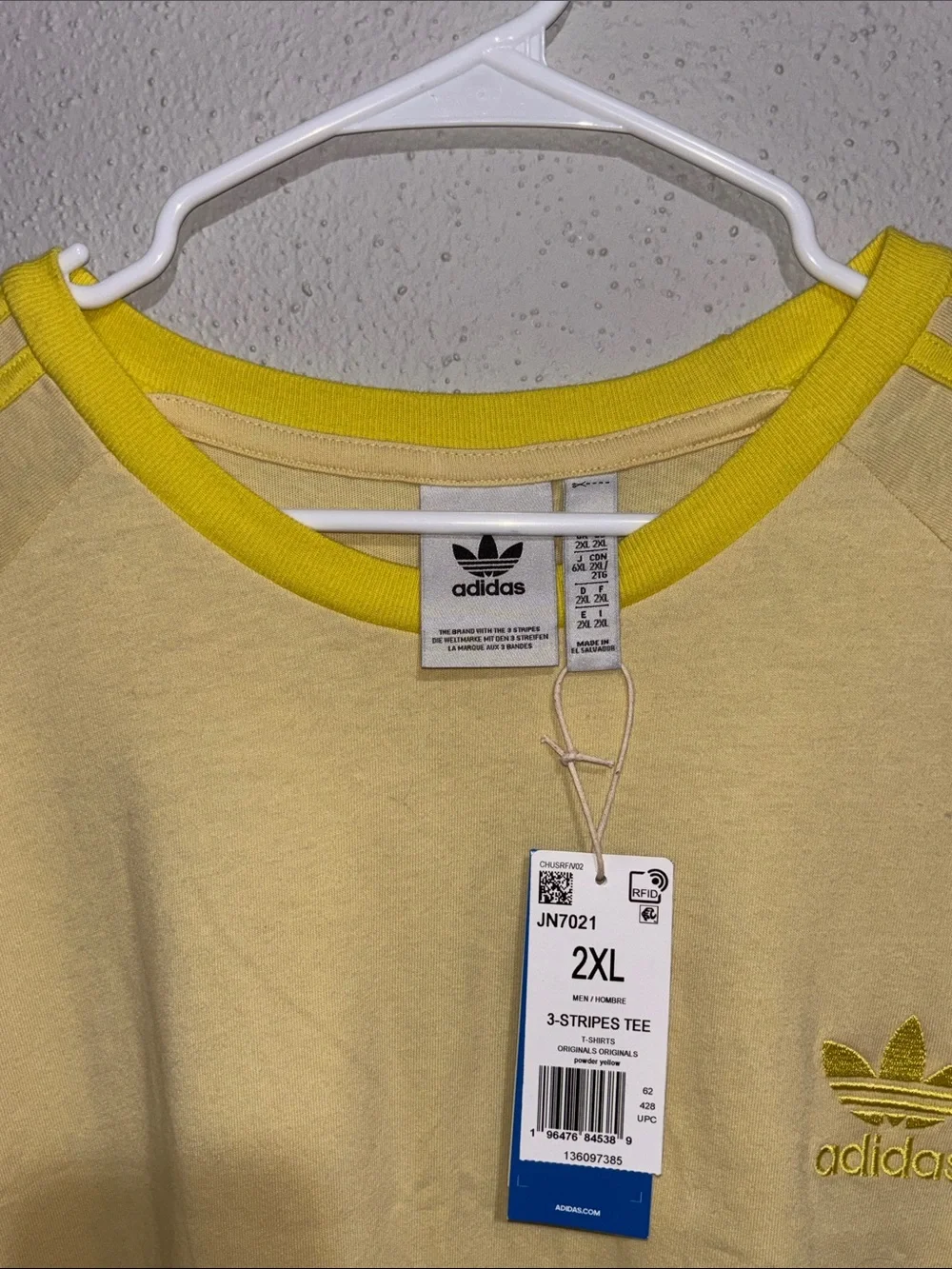 adidas Pale Yellow Tee with Bright Yellow Trim